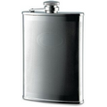 8 Oz. Stainless Steel Rimmed Flask with Checkered Pattern & Oval Center